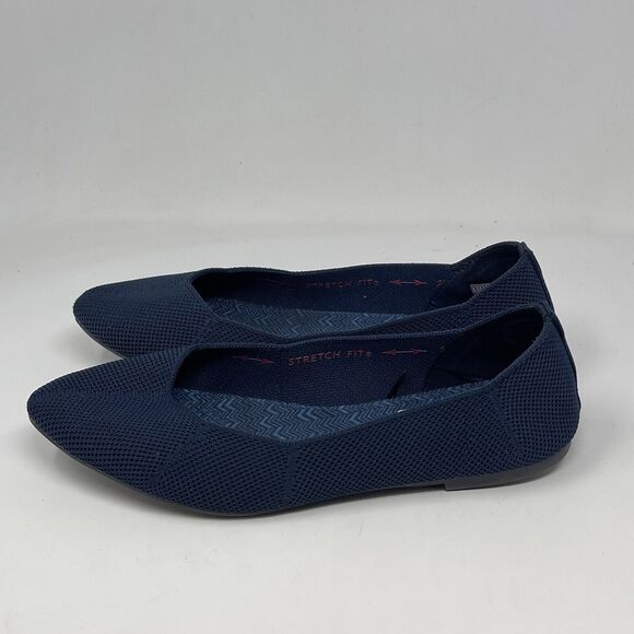 Skechers Cleo Stretch Fit Shoes Womens 8.5 Blue Vegan Ballet Flats Casual Comfy - Picture 2 of 15